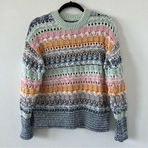 Lou & Grey Multicolor Stripe Sweater Sz S Crew Neck